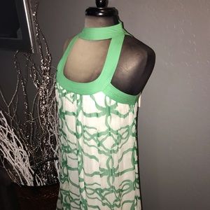 Green/off-white Max Studio Dress w/ keyhole